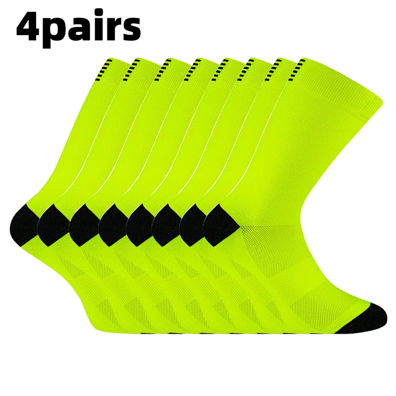 4 Pairs of Men and Women's Compression Sports Socks for Running, Cycling, Climbing, Walking, and Hiking