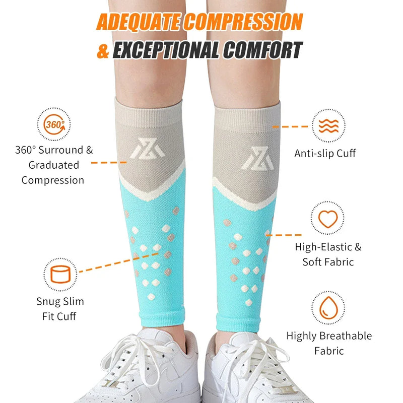 1 Pair Calf Compression Sleeve for Men and Women, Footless Compression Socks Support Runners Leg Sleeve Shin Splints Pain Relief