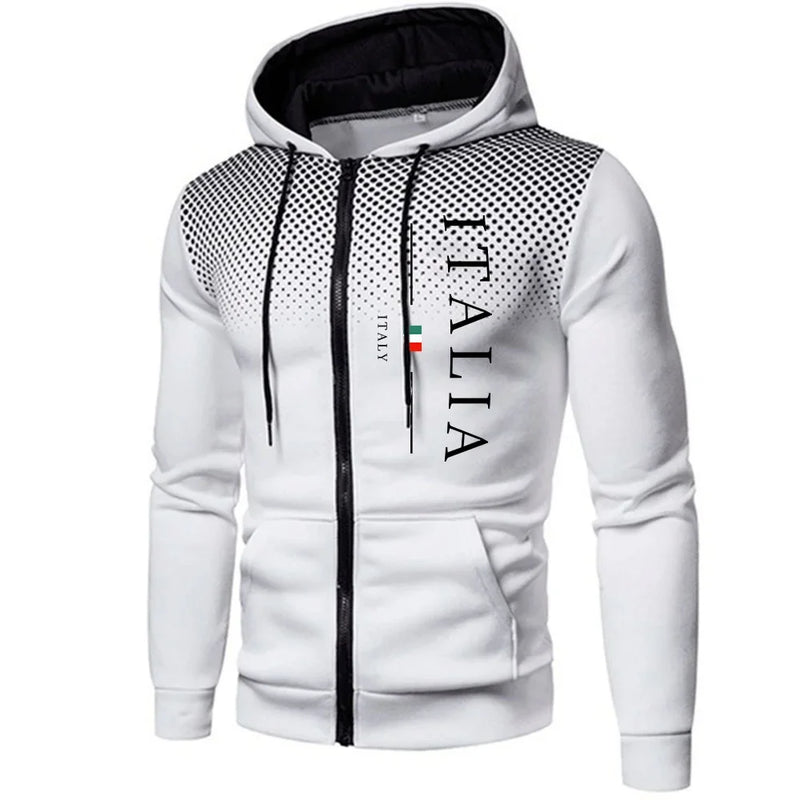2025italy Fashion Men's Zip-up Hoodies High Quality Hooded Long Sleeve Zip-up Coat Autumn Winter Male Daily Casual Sporty Jacket