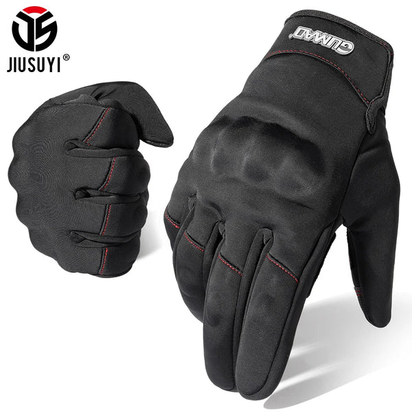 JIUSUYI touch screen winter gloves in black, designed for thermal comfort in sports like hunting and skiing.