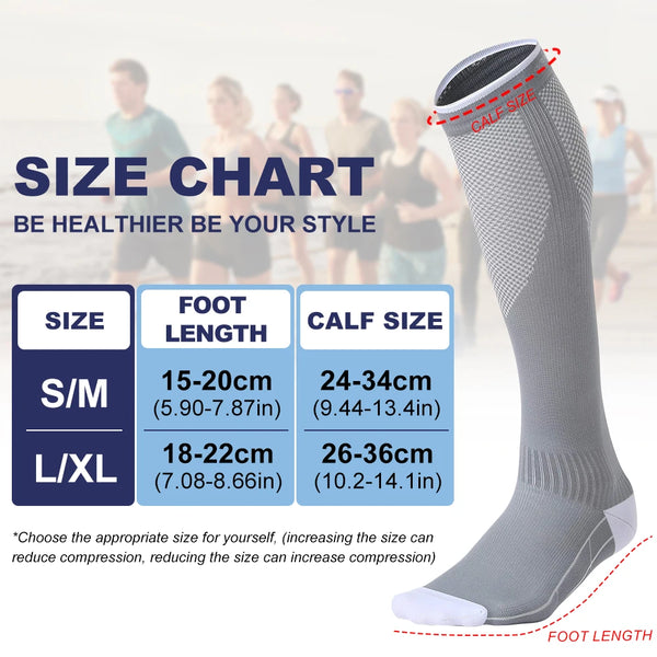 1Pair Compression Socks Women & Men Graduated 20-30mmHg for Running, Athletic, Flight Sock - Performance & Recovery
