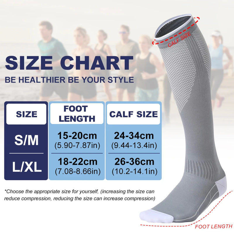 1Pair Compression Socks Women & Men Graduated 20-30mmHg for Running, Athletic, Flight Sock - Performance & Recovery