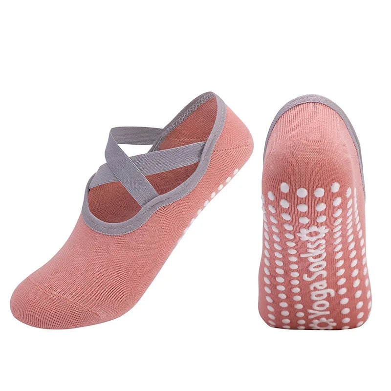 Women’s Anti-Slip Yoga Socks featuring silicone soles and a stylish design for ultimate grip and comfort.