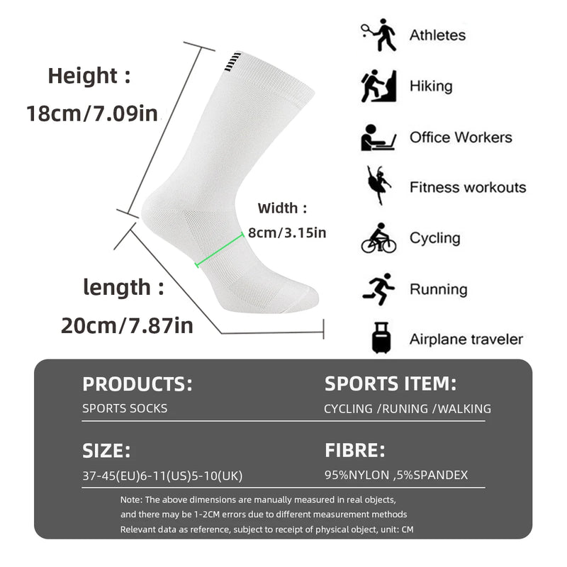4 Pairs of Men and Women's Compression Sports Socks for Running, Cycling, Climbing, Walking, and Hiking