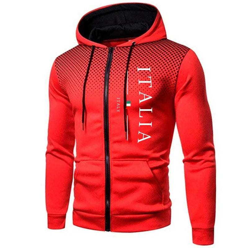 2025italy Fashion Men's Zip-up Hoodies High Quality Hooded Long Sleeve Zip-up Coat Autumn Winter Male Daily Casual Sporty Jacket