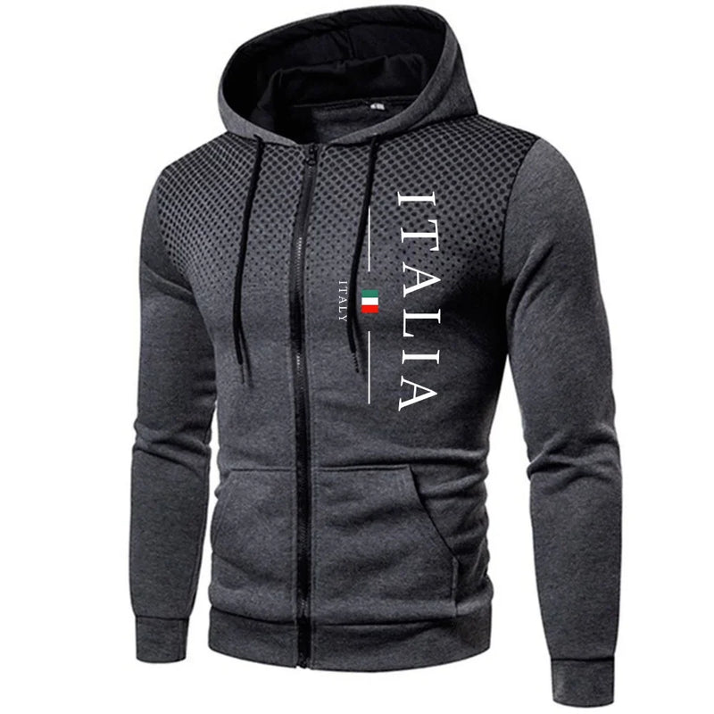 2025italy Fashion Men's Zip-up Hoodies High Quality Hooded Long Sleeve Zip-up Coat Autumn Winter Male Daily Casual Sporty Jacket
