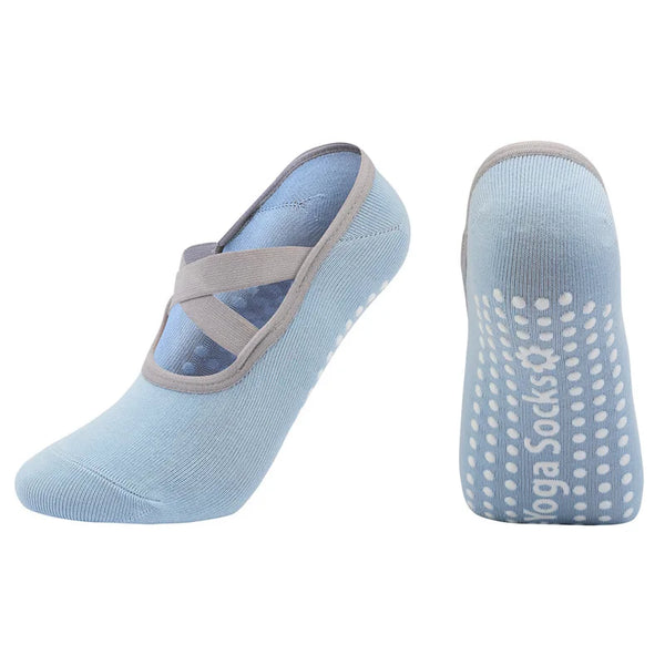 Women’s Anti-Slip Yoga Socks featuring silicone soles and a stylish design for ultimate grip and comfort.