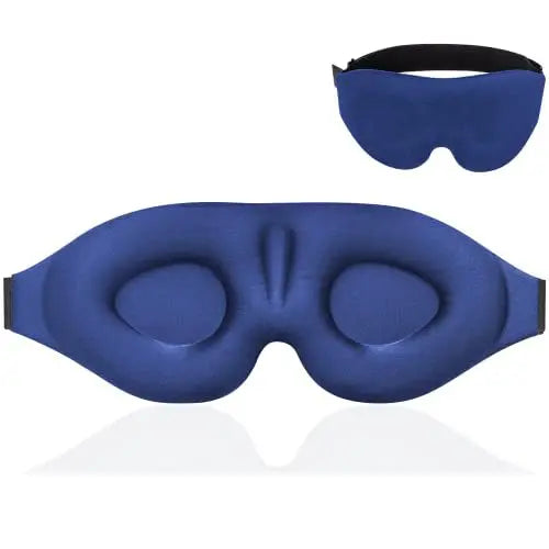 Wildefit 3D Sleep Eye Mask in blue with contoured design for blocking out light and ensuring comfort.