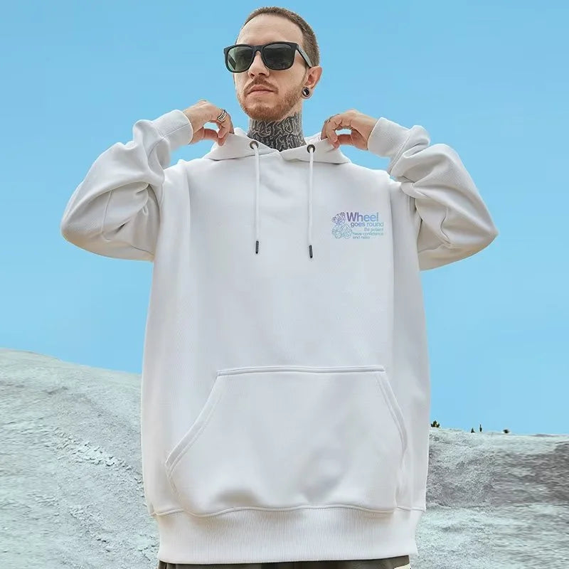 M-8XL Oversized Hoodie Mens American Pullover Sweatshirt Cartoon Geometry Bear Print Hooded Oversized Sweater Long Sleeve Shirt