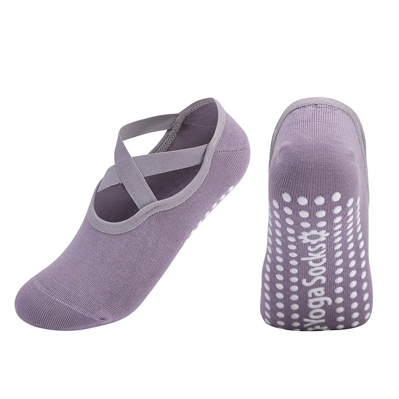 Women’s Anti-Slip Yoga Socks featuring silicone soles and a stylish design for ultimate grip and comfort.