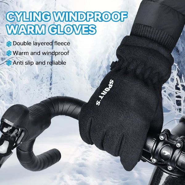 Winter Thermal Cycling Gloves For Men Touch Screen Non-slip Windproof Bicycle Motorcycle Gloves Outdoor Polar Fleece Ski Gloves