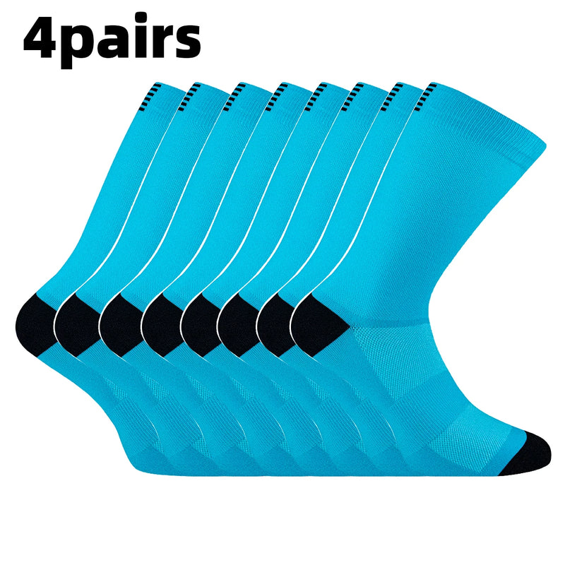 4 Pairs of Men and Women's Compression Sports Socks for Running, Cycling, Climbing, Walking, and Hiking